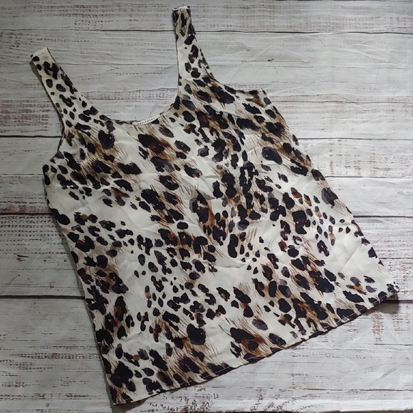 Equipment Brown and Black Animal Print Silk Tank Top - Picture 1 of 6